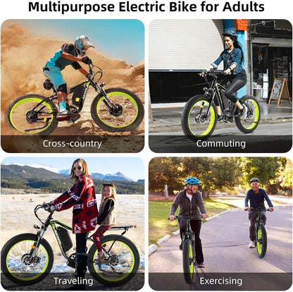 1500W Electric Bike for Adults, 26" Fat Tire Electric Mountain Bicycle, 48V 22.4Ah Removable Li-Ion Battery, Max 30.5Mph E-Bike Snow Beach,Electric