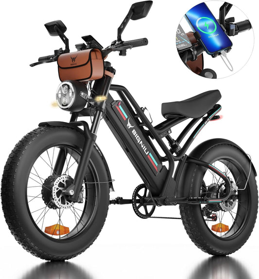 Electric Bike,2000W Dual Brushless Motor, 48V/22.4Ah Removeable Battery Ebike,Front/Rear Turn Signal,Rearview Mirror and 7 Gear Electric Bicycle