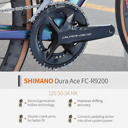 Carbon Road Bike, 24 Speeds Road Bicycle with Shimano Ultegra Di2 9270 Shift Groupset, T1000 Full Carbon Race Bike with Carbon Frame and Carbon