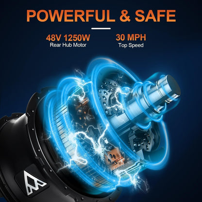 M-5500 Electric Bike for Men 26" Fat Tire E-Bike E Mountain Bikes Adults Electric, 1250W Motor 48V 17.5Ah Removable Battery, Hydraulic Disc Brakes, 7
