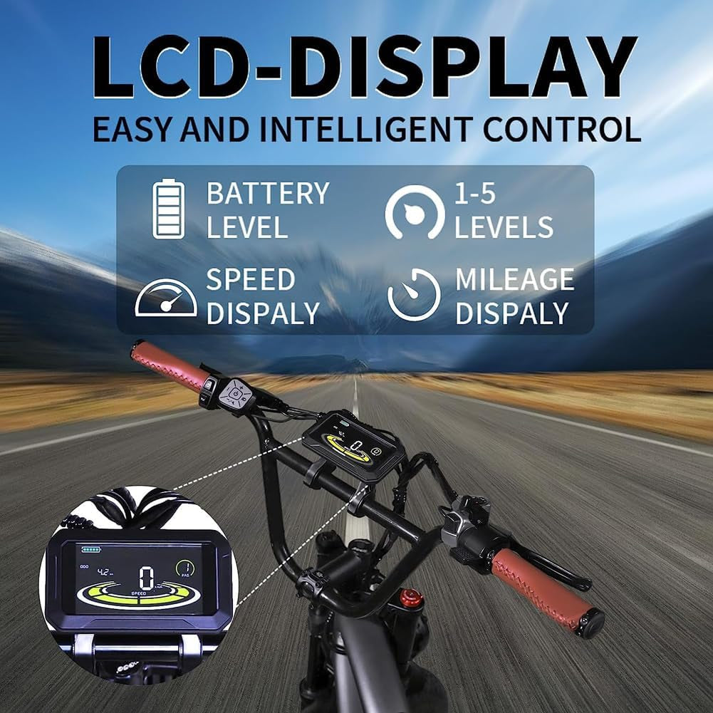 2000W Dual Motor Electric Bike for 2 Adults, 30 MPH Fat Tire AWD Ebike, 48V 18AH Mountain E Bikes, Two People E-Bike for Hunting, Adult Electric