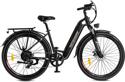 TESWAY 27.5" Electric Bike【Bafang MOTOR】500W/750W Powerful PAS Assisted Ebike【Upgraded ADJUSTABLE STEM】48V 12AH Long Range Ultimate Commuter E-Bike,