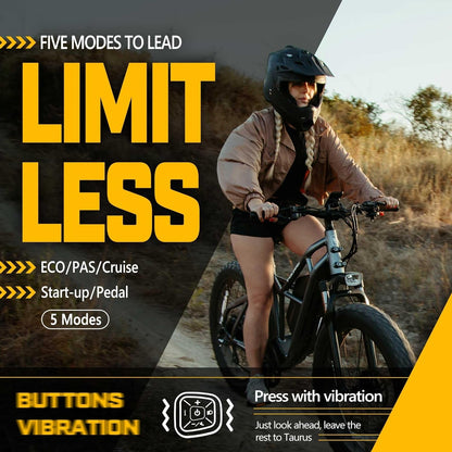 Taurus Electric Bike for Adults with Samsung Battery 48V 25AH(1200WH),4.5A Fast Charger,26''×4.0'' Electric Mountain Bike,750W 48V Motor,32Mph