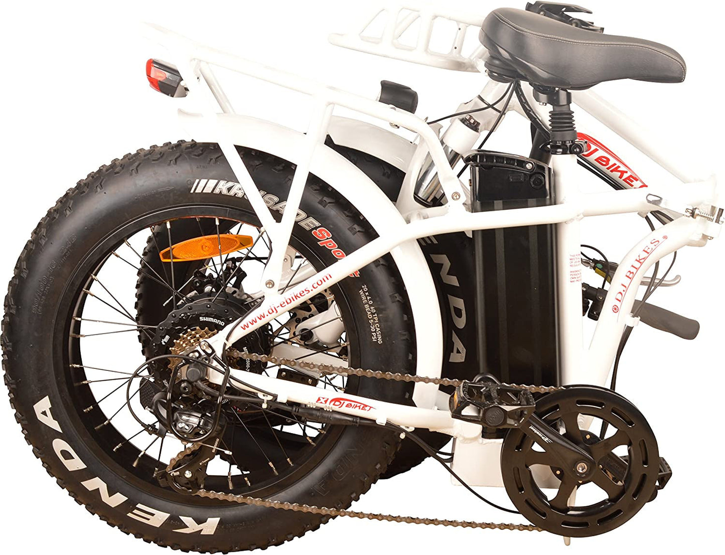 DJ Folding Bike 750W 48V 13Ah Power Electric Bicycle, Pearl White, LED Bike Light, Suspension Fork and Shimano Gear