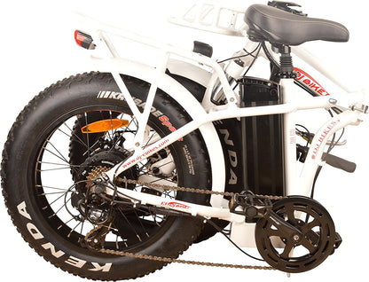DJ Folding Bike 750W 48V 13Ah Power Electric Bicycle, Pearl White, LED Bike Light, Suspension Fork and Shimano Gear
