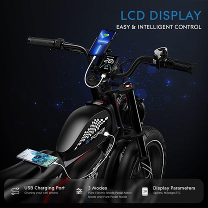 ZM Electric Bike with 750W Motor,20" X 4" Fat Tires Electric Bicycle for Adults with 48V 40Ah/20Ah Removable Battery 28 MPH Shimano 7 Speed System,