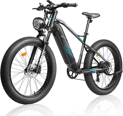 Electric Bike,750W 32 MPH Electric Mountain Bike for Adults, 26" Fat Tire Electric Bicycle with 48V 15Ah Removable Internal Lithium-Ion, Shimano 7