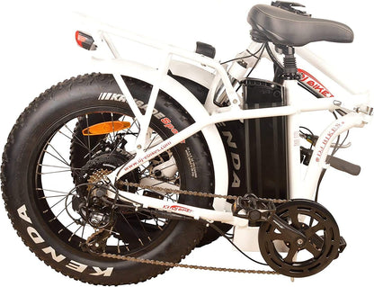 DJ Folding Bike Step Thru 750W 48V 13Ah Power Electric Bicycle, Pearl White, LED Bike Light, Suspension Fork and Shimano Gear