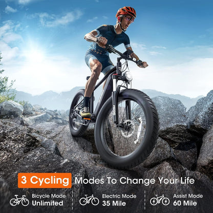 Electric Bike for Adults,750W/1000W/1200W,28Mph Samgsung 48V/15A Removable Battery,30-80Miles Electric Dirt Bike,26'' Fat Tire E-Bikes,Sha Mano 7