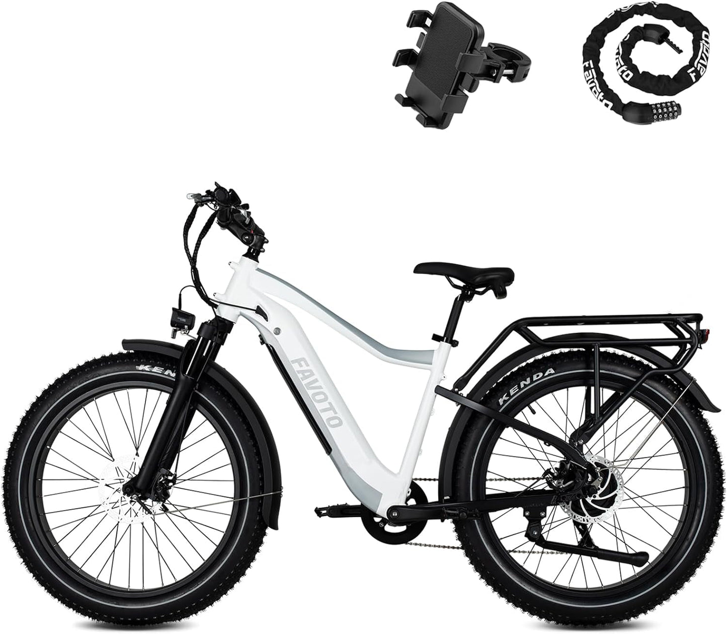 Electric Bike for Adults - Step-Thru 26″ Fat Tire Ebike 48V/14Ah 750W 60Miles Range 20Mph Off-Road Class2 Electric Bicycle | 5 PAS 7 Speed LCD Display