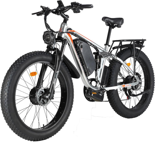 SMLRO V3 Adults Electric Bike, 2000W Dual Motor 48V 22Ah AWD Ebike, 82NM Torque 35MPH Electric Bicycles Shimano 7 Speed with 26" MTB for Trail Riding