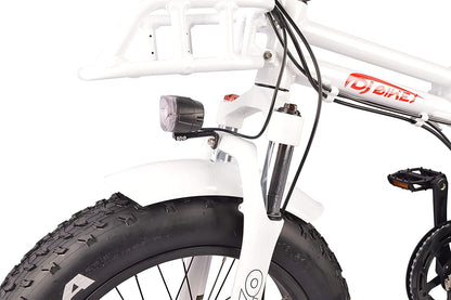 DJ Folding Bike 750W 48V 13Ah Power Electric Bicycle, Pearl White, LED Bike Light, Suspension Fork and Shimano Gear
