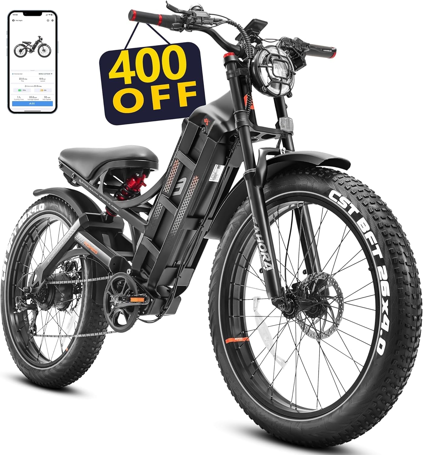 Romeo/Romeo Pro [Upgraded] Electric Bike for Adults 60Ah 100-200Miles Long Range Ebikes 26" Fat Tire Electric Mountain Bike Full Suspension Ebike Dual