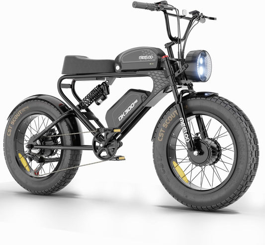 Electric Bike for Adults, 2400W Dual Motor and Dual Battery, 20 × 4.0" Fat Tire Electric Dirt Bike, 35MPH 150Mile Range Ebike for Travel and Commute,