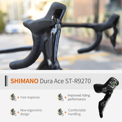 Carbon Road Bike, 24 Speeds Road Bicycle with Shimano Ultegra Di2 9270 Shift Groupset, T1000 Full Carbon Race Bike with Carbon Frame and Carbon