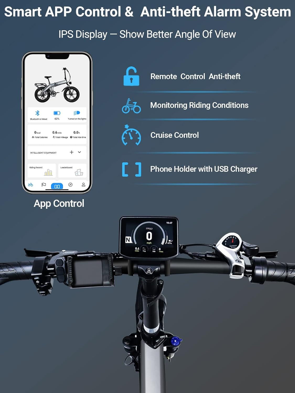 Electric Bike for Adults 1130W Peak BAFABG Motor 30MPH 48V 15AH Battery 60Miles Range Folding E Bikes for Adults Electric Bicycle 20 Inch Fat Tire