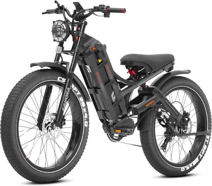 Romeo Pro Upgraded Electric Bike 60Ah 1200W (Peak 1600W) 26" Fat Tire 34Mph/100-200 Miles Ultra Long Range E Mountain Bikes Full Suspension Dual