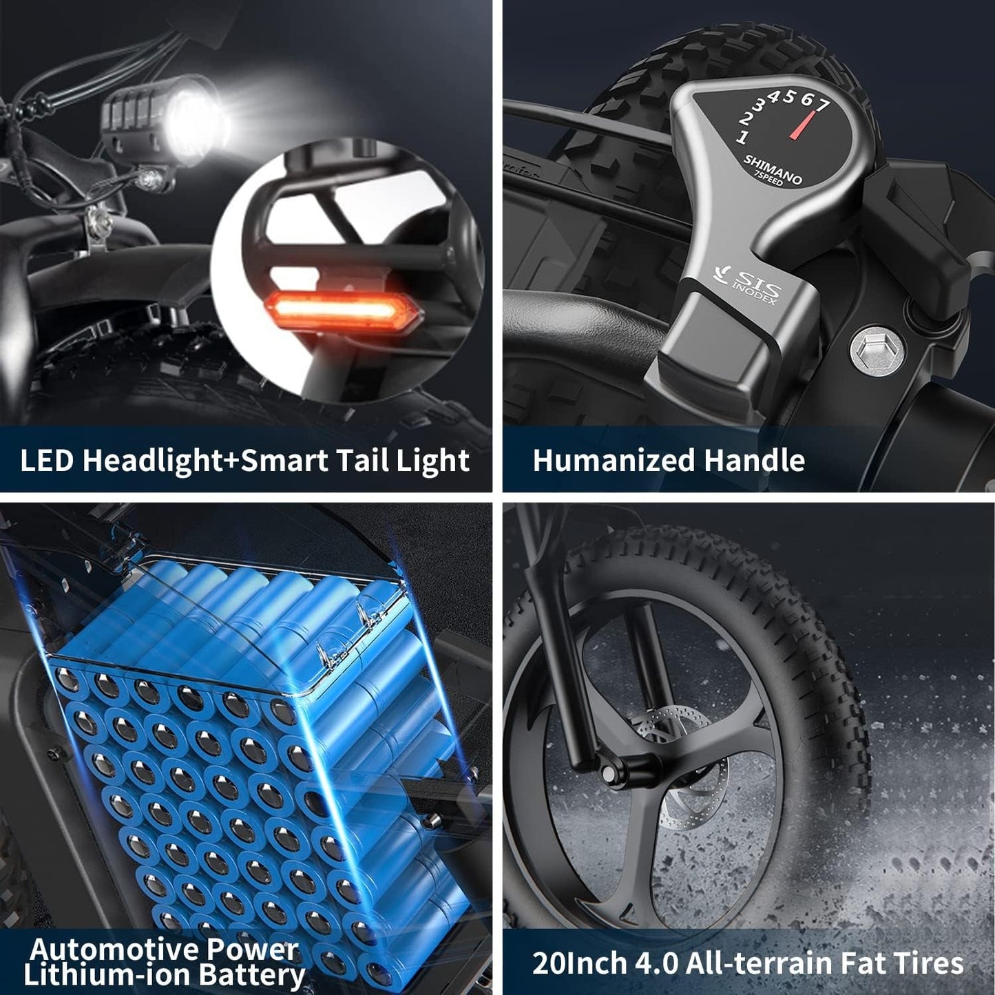 X20 Electric Bicycle for Adults, 20" X 4.0 One-Piece Fat Tire, 2000W Electric Bike, 48V 25/30AH Removable Battery, up to 30 MPH, Shimano 7-Speed, Dual
