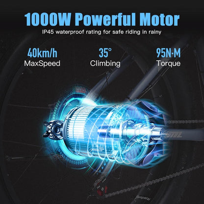 Shengmilo-Mx02S 26 * 4.0Inch Fat Tire Electric Bicycle, 1000W Motor, 7-Speed, Snow Mountain Bike, 48V*17Ah Removable Lithium Battery, Dual Hydraulic