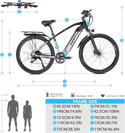 Electric Bike for Adults, 48V 17AH Removable LG Cells Battery Snow Ebike, 29" 750W Brushless Motor 32MPH Mountain Bicycles,Shimano 7-Speed with