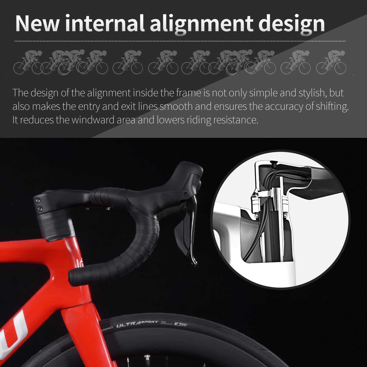 Carbon Road Bike Lightweight 24 Speed Electric Shifting Road Bicycle with Shimano Di2 7170 Groupset T1000 Full Carbon Frame & Fork with Disc Brake
