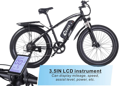 Electric Bike Adults, 26'' 1000W 48V 17Ah Ebike,Fat Tire Electric Bicycle, 7-Speed,Up to 40 Miles,Snow Beach Mountain E Bike