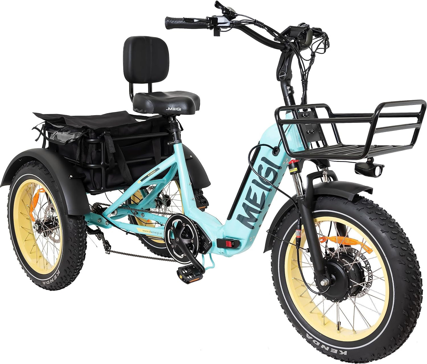 20" Fat Tire Electric Trikes, 750W Bafang Motor 48V 14Ah Samsung Removable Battery, 7 Speed with Differential, 3 Wheel Electric Bikes for Seniors