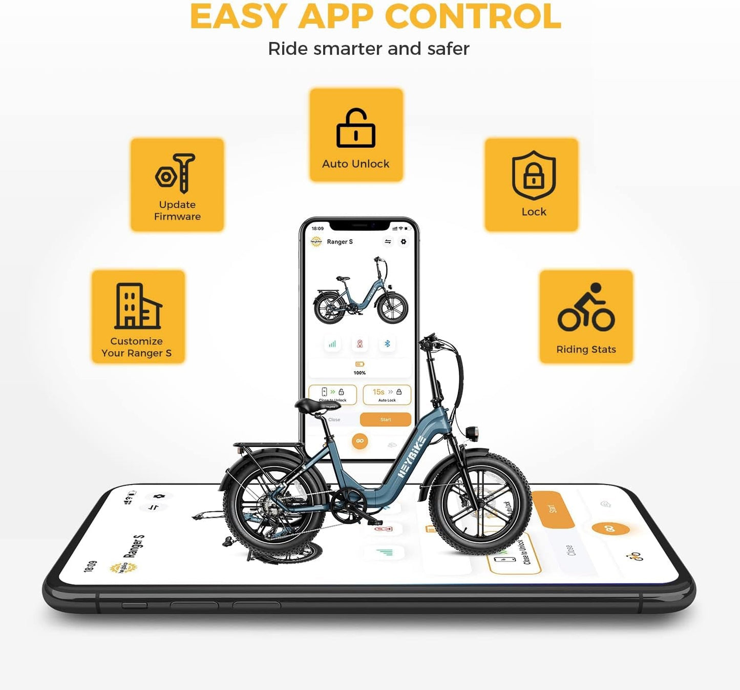 Ranger S Electric Bike for Adults, Foldable 750W Ebike, 20" X 4.0 Fat Tire Step-Thru Electric Bicycle, 48V 14.4AH Removable Battery Commuter E Bike