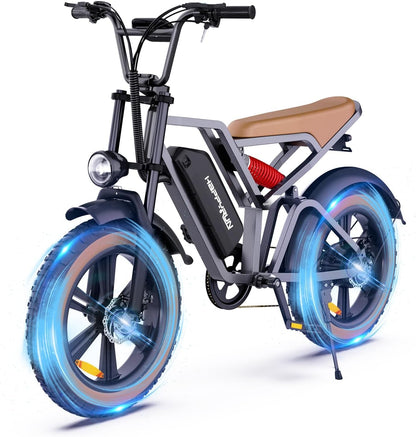 Electric Bike for Adults 20" Fat Tire with 1500W Motor Ebike 48V 18AH Removable Battery 30MPH & 68 Miles Long Range Snow Beach Mountain