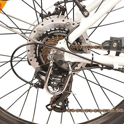DJ City Bike 750W 48V 13Ah Step-Thru Power Electric Bicycle, Pearl White, LED Bike Light, Fork Suspension and Shimano Gear