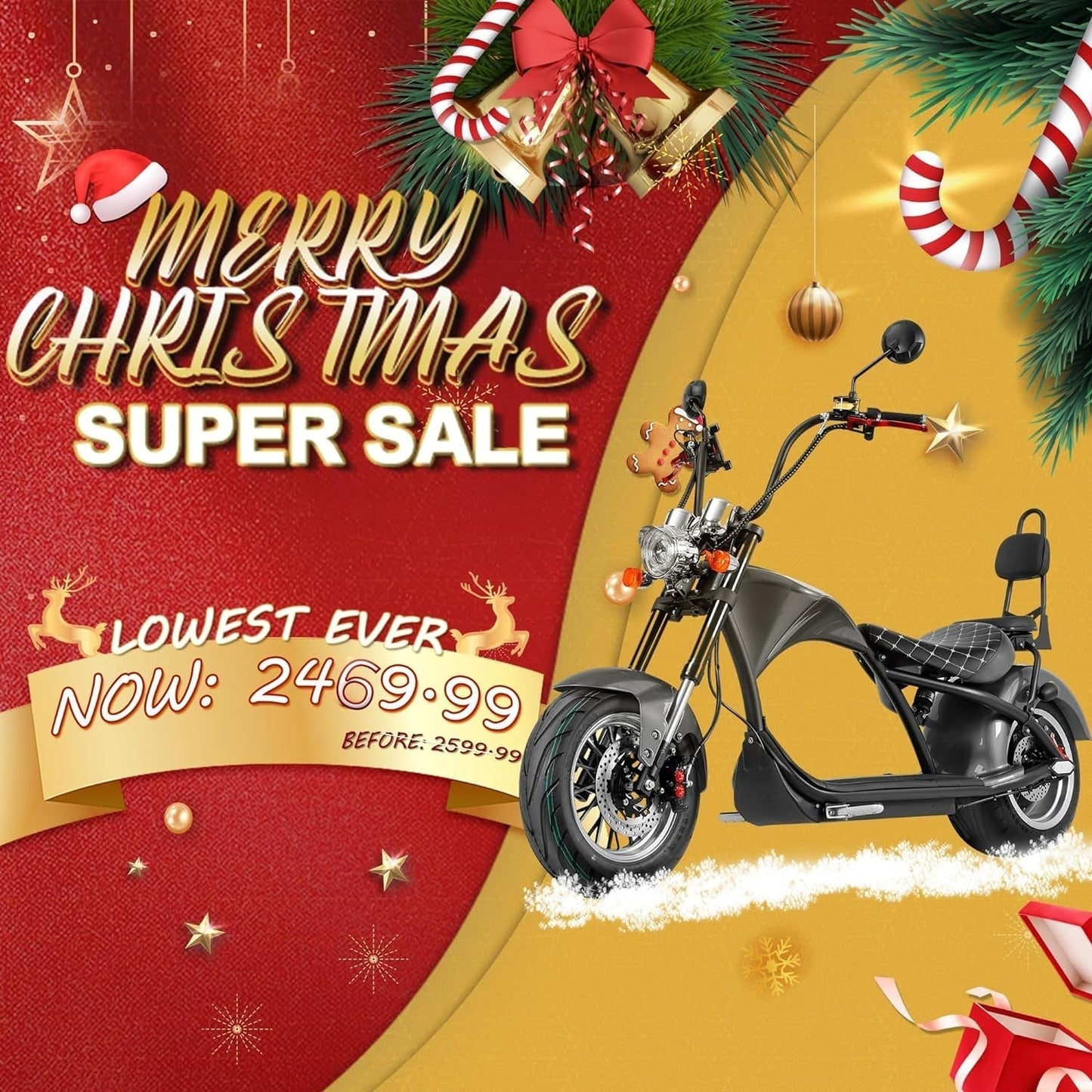 Electric Motorcycle M1 2-Seater, 37Mph, 2000W, 40+Miles Range, 60V 30Ah Battery, Full Suspension, Dual Hydraulic Brakes for Adult Riders, Street Legal