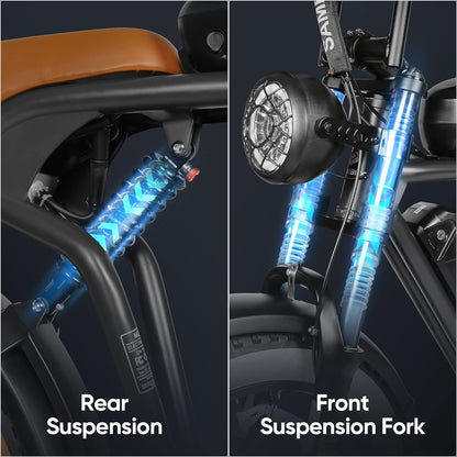 1000W/1200W/2000W Electric Bike,30/34/37Mph Electric Bike for Adults with 18Ah/36Ah Battery, 20 Inch Fat Tire Electric Dirt Bike with Full Suspension