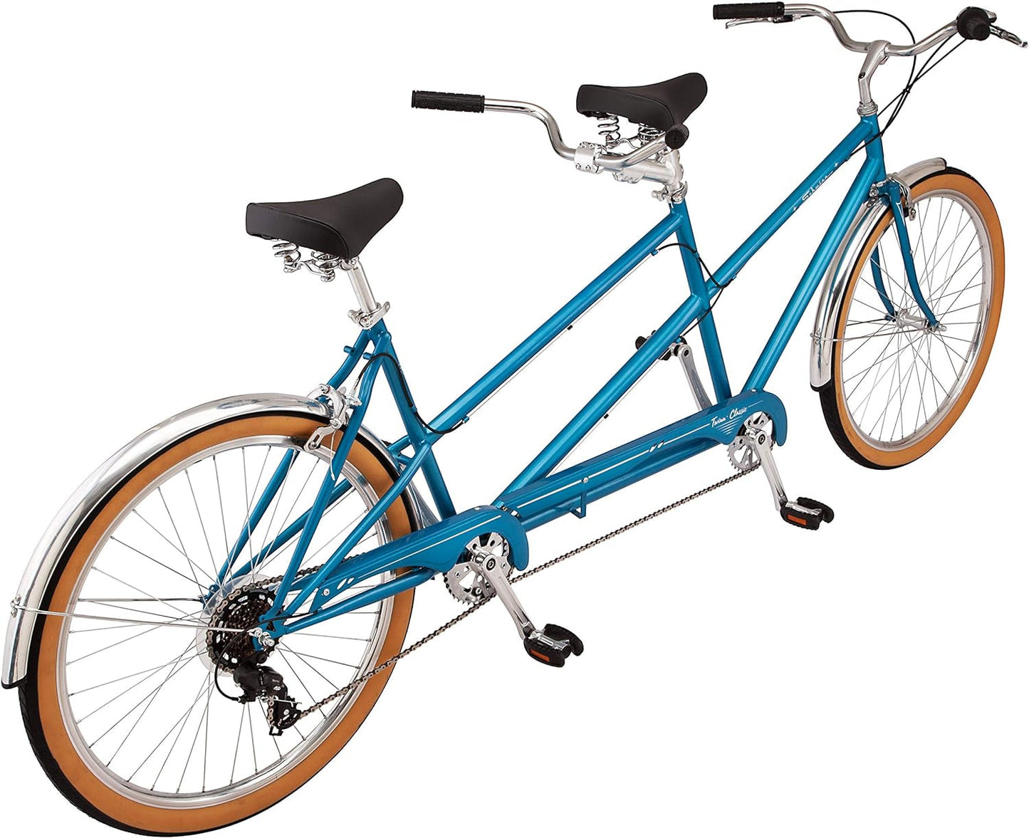 Twinn Classic Tandem Adult Beach Cruiser Bike, Double Seater, Low-Step Medium/Large Frame, 7 or 21-Speed, 650C Wheels