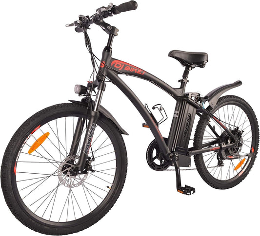 DJ Mountain Bike 750W 48V 13Ah Power Electric Bicycle, Matte Black, LED Bike Light, Fork Suspension and Shimano Gear