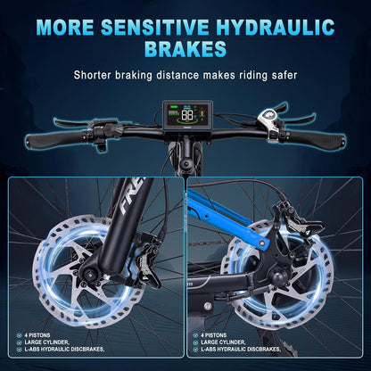 Electric Bike for Adults 1000W/Peak 1500W Ebike 48V 20AH Battery, 26" Fat Tire Full Suspension, 33MPH Shimano-7 Speed off Road Beach Mountain Electric