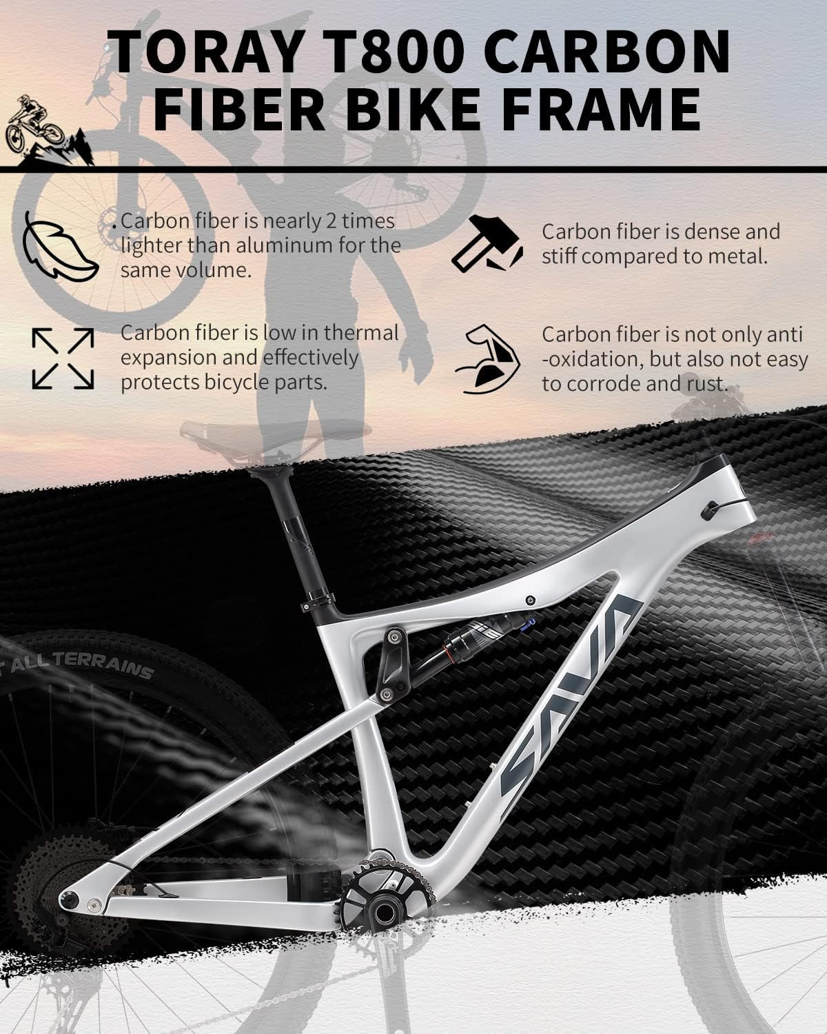 Carbon Fiber Mountain Bike Dual Suspension Bicycle, 17''/19'' Carbon Frame 27.5''/29'' Wheel Adult Mountain Bicycle with M6100 12 Speed Soft Tail All