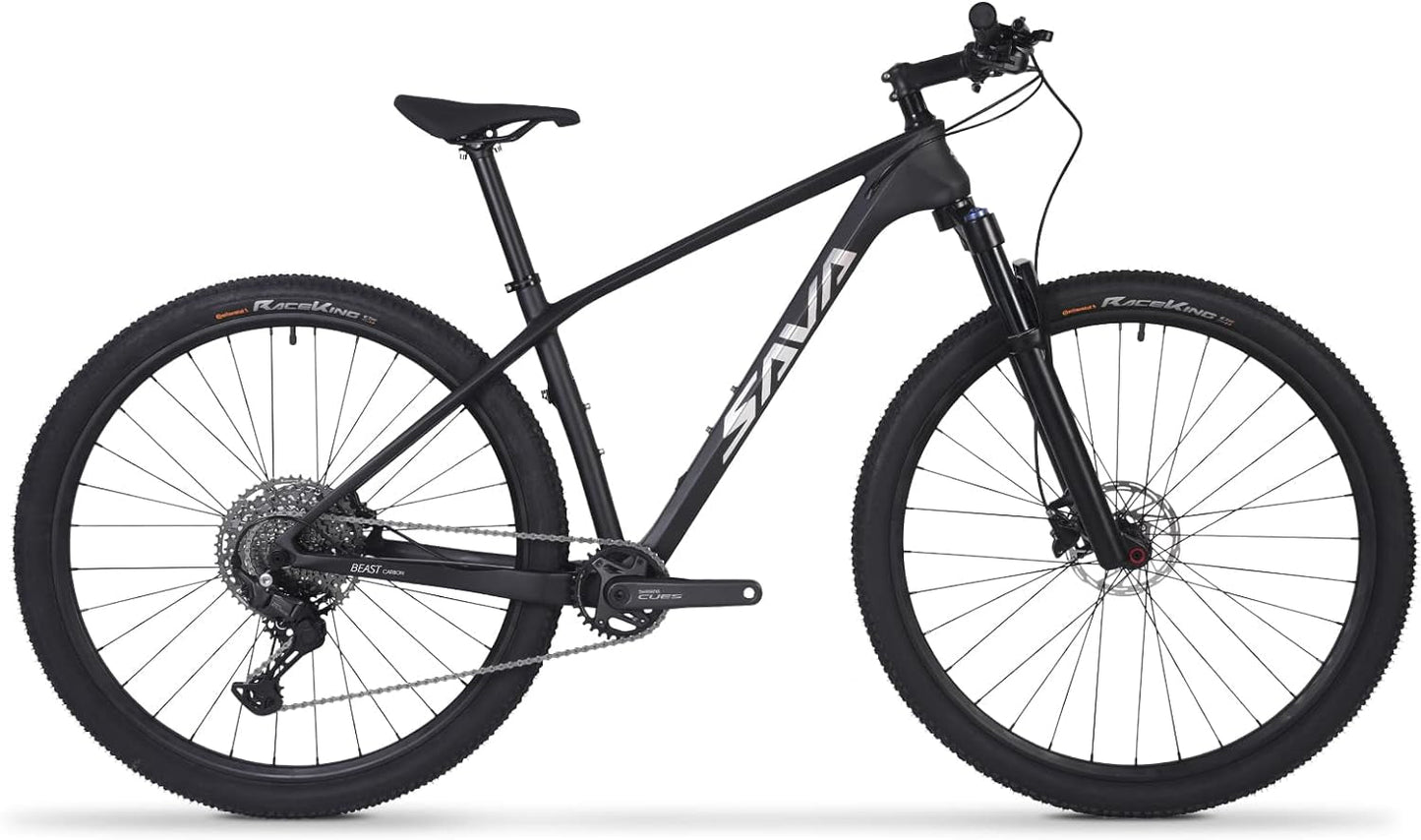 Carbon Fiber Mountain Bike, Dual Disc Brake Axle Thru Adventure Mountain Bike with Shimano CUES U6000 11 Speed Shift Groupset, 27.5/29 Inch MTB