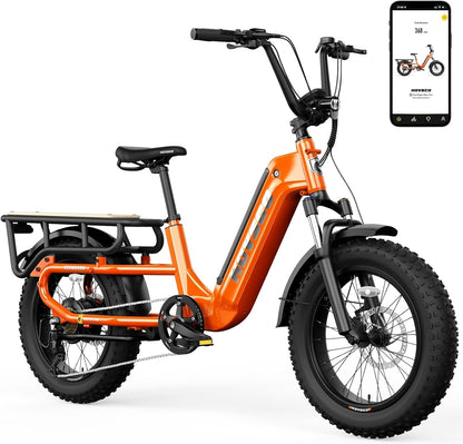 Electric Bike for Adults, 1000W Motor Torque Sensor Ebike 28Mph, 48V 15AH Removable Battery 60Miles Electric Cargo Bike, 20" Fat Tire Commuter