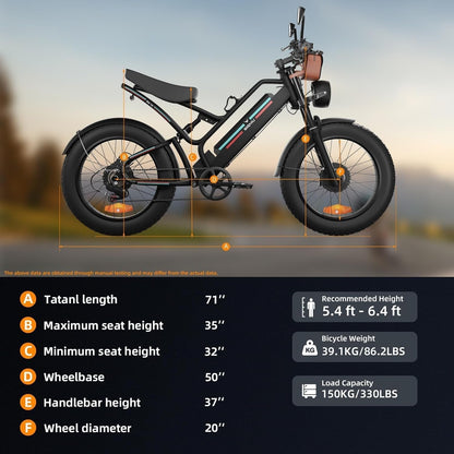 Electric Bike,2000W Dual Brushless Motor, 48V/22.4Ah Removeable Battery Ebike,Front/Rear Turn Signal,Rearview Mirror and 7 Gear Electric Bicycle