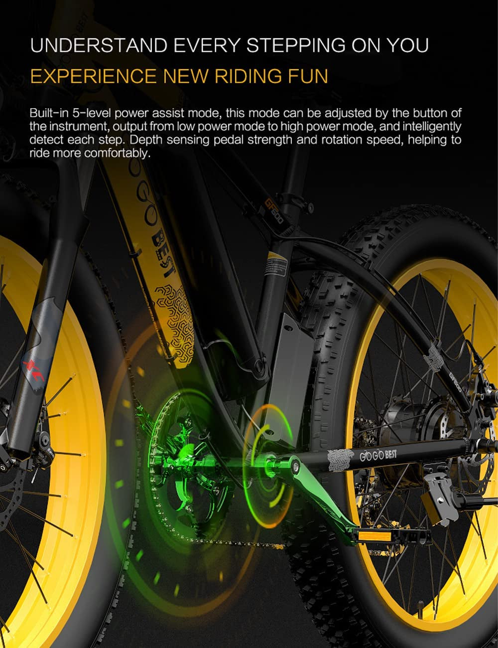 26" Fat Tire Electric Bike GF700,1000W Dual Motor 48V 17.5AH Electric Mountain Bike 31 MPH Dirt Ebike for Adults Shimano 7-Speed 3 Riding Modes