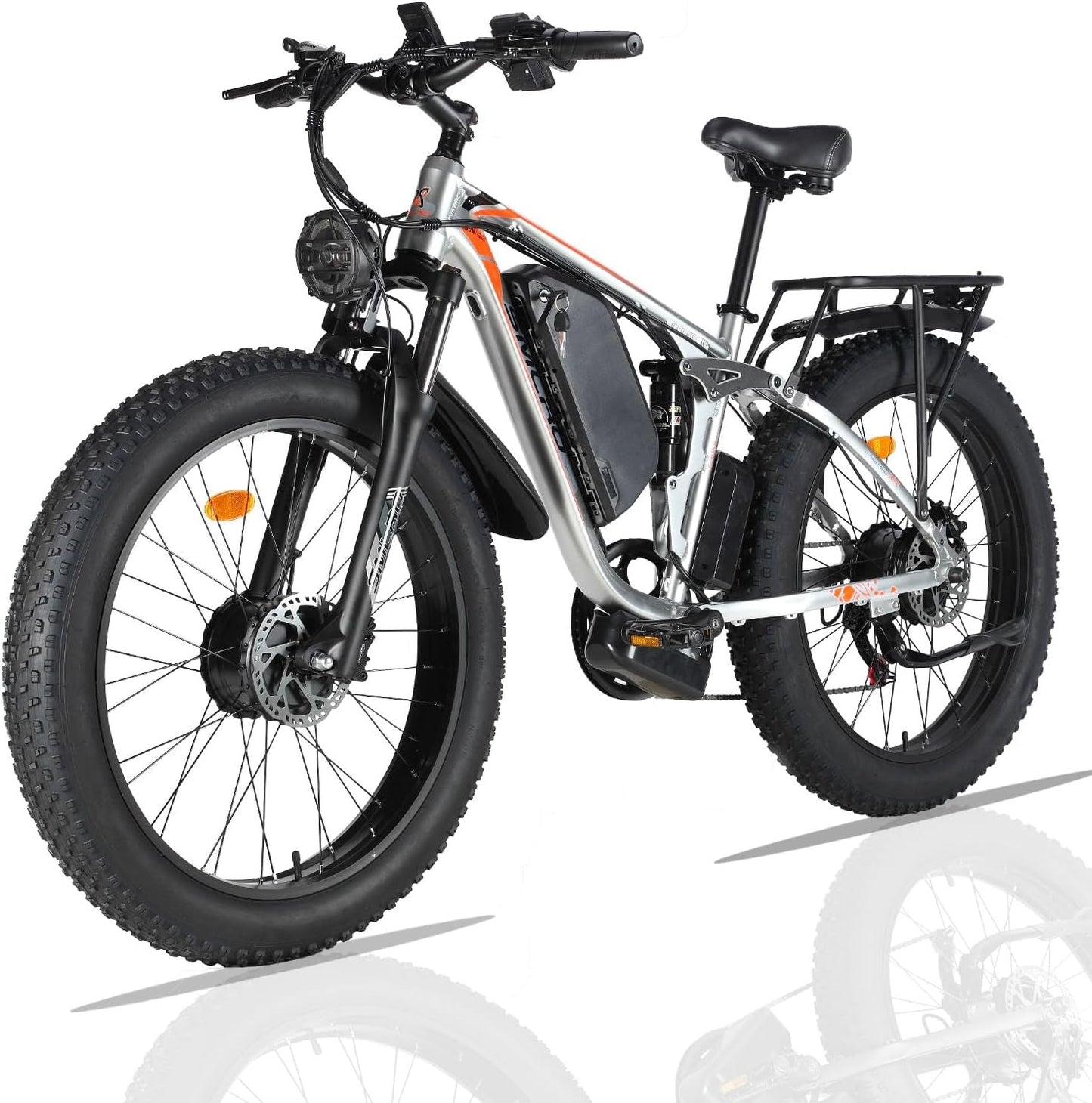 SMLRO V3 Dual Motors MTB with Rear Shock Absorber, 22.4AH 2000W 26" Fat Tire Electric Bike 35MPH, Mountain E-Bike Suspension Electric Bicycle Ebikes