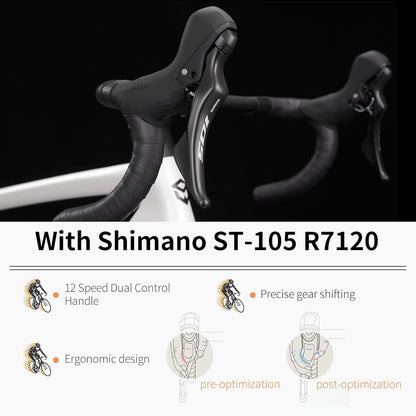 Carbon Road Bike,Lightweight Full Carbon Racing Bicycle with Shimano R7120 24S Shift Groupset and Hydraulic Oil Disc Brake,Dis Brake Bike with Carbon