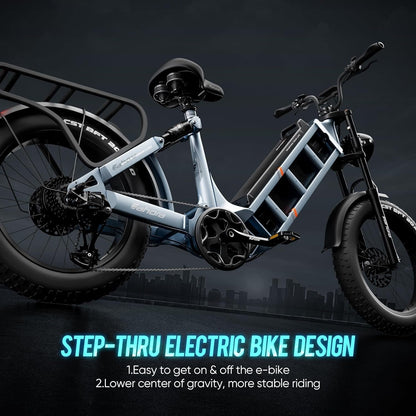 Juliet Electric Bike for Adults,1000W 60AH Electric Bike 20 "Fat Tire Long Range Full Suspension Color Display Mountain Bike for Longer Trip Commute