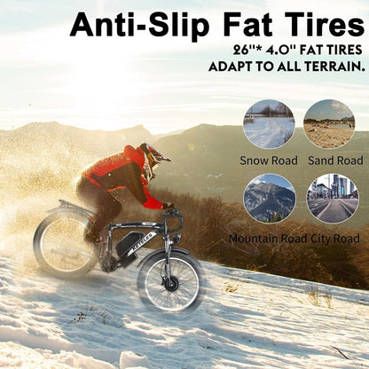 Electric Bike for Adults,Ebike 2000W 48V/23Ah 30MPH,1000W 48V/17.5Ah 27MPH Electric Mountain Bike,21-Speed 26"*4.0 Fat Tire Electric Bike,Electric