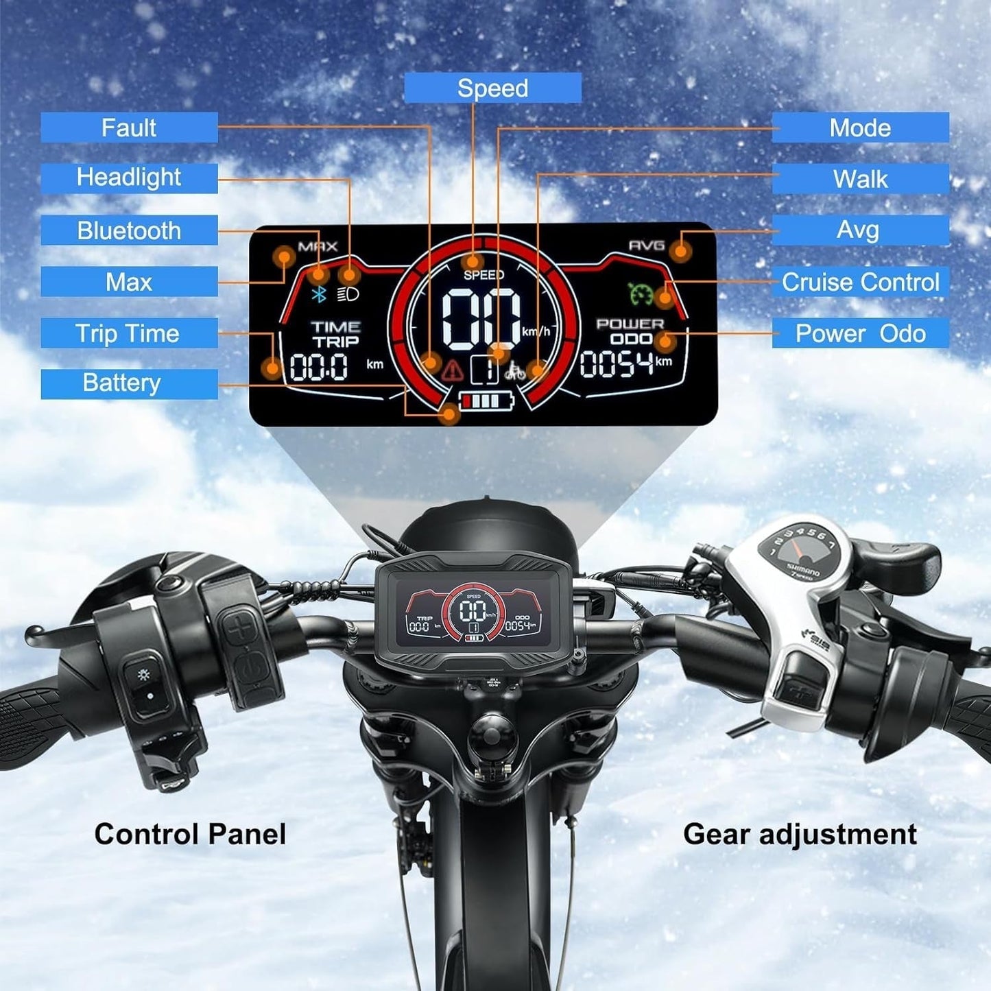 Electric Bike for Adults 750W/1500W Motor 20'' Fat Tire 48V 15AH/30AH Removable Battery 28MPH up to 60 Miles 7 Speed Double Suspension