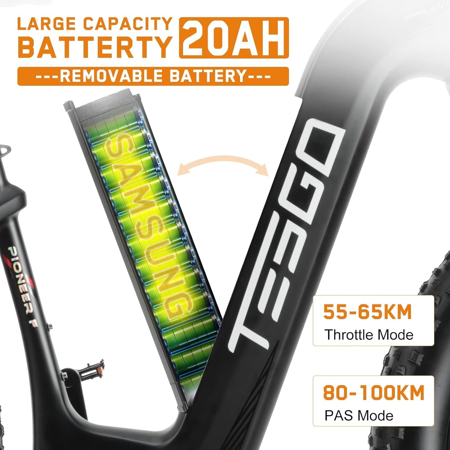 Electric Bike for Adults-20Ah Samsung Removable Battery 1000W Ebike 95NM Fat Tire Ebike 4.8“ Carbon Fiber Electric Mountain Bike with Oil Forks,The