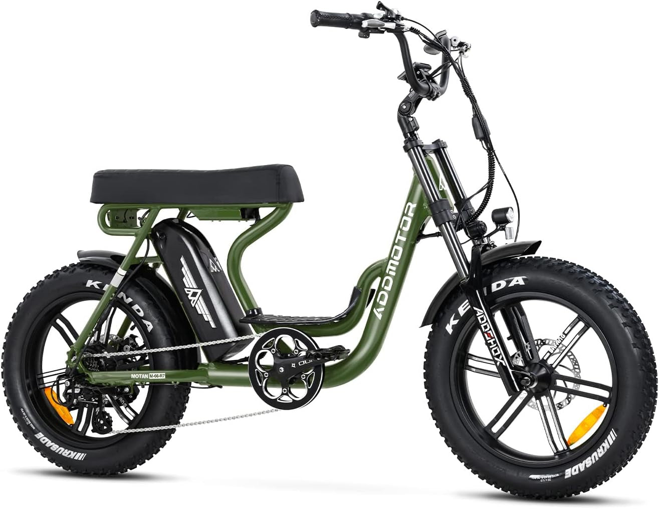 Motan Ebike Moped-Style 20'' Fat Tire Electric Bike, 105 MI, 750W Motor, 48V/20Ah Battery, M-66 R7 Step Thru Snow Mountain Electric Bicycle with Long