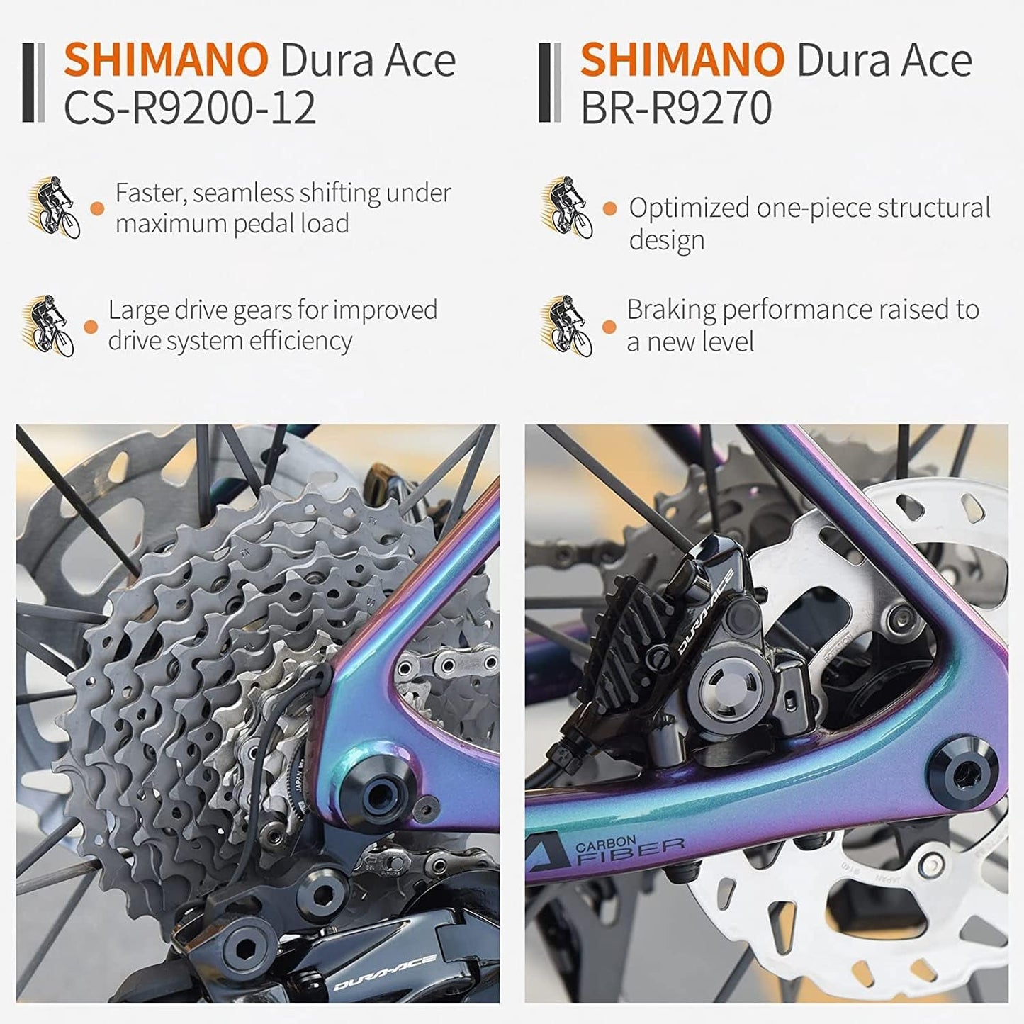 Carbon Road Bike, 24 Speeds Road Bicycle with Shimano Ultegra Di2 9270 Shift Groupset, T1000 Full Carbon Race Bike with Carbon Frame and Carbon