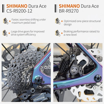 Carbon Road Bike, 24 Speeds Road Bicycle with Shimano Ultegra Di2 9270 Shift Groupset, T1000 Full Carbon Race Bike with Carbon Frame and Carbon