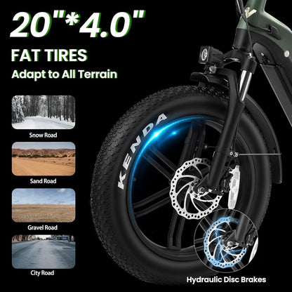 Electric Bike for Adults 750W BAFANG Motor 48V 15Ah Removable LG Cells Battery 20" X 4.0 Fat Tire Ebike Step-Thru Electric Bicycle with Shimano